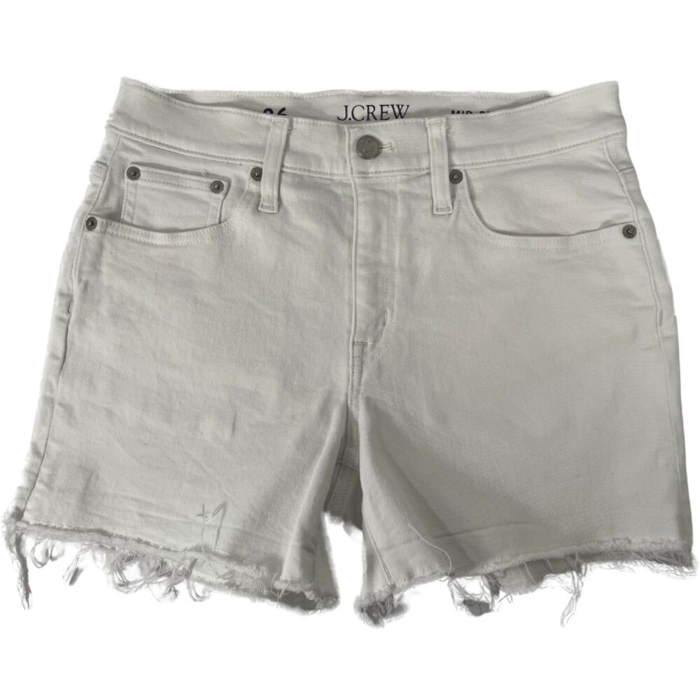 J.Crew White Mid Rise Cutoff Denim Shorts Size 26